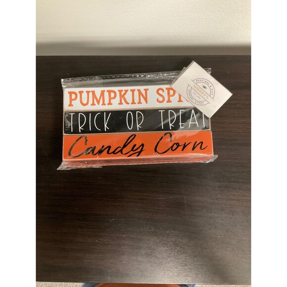 Pumpkin Spice & Candy Corn Decorative Wooden Sign Set For Halloween Or Autumn De - Picture 1 of 1